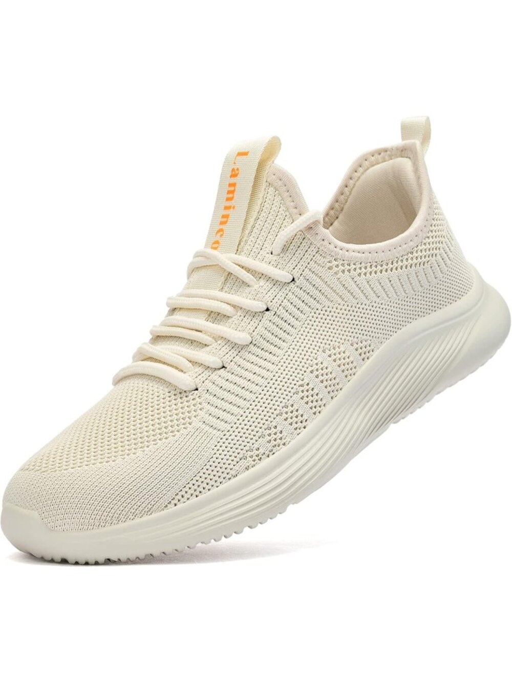 Women's Beige Mesh Slip On Walking Non Slip Running Lightweight Fashion Sneaker